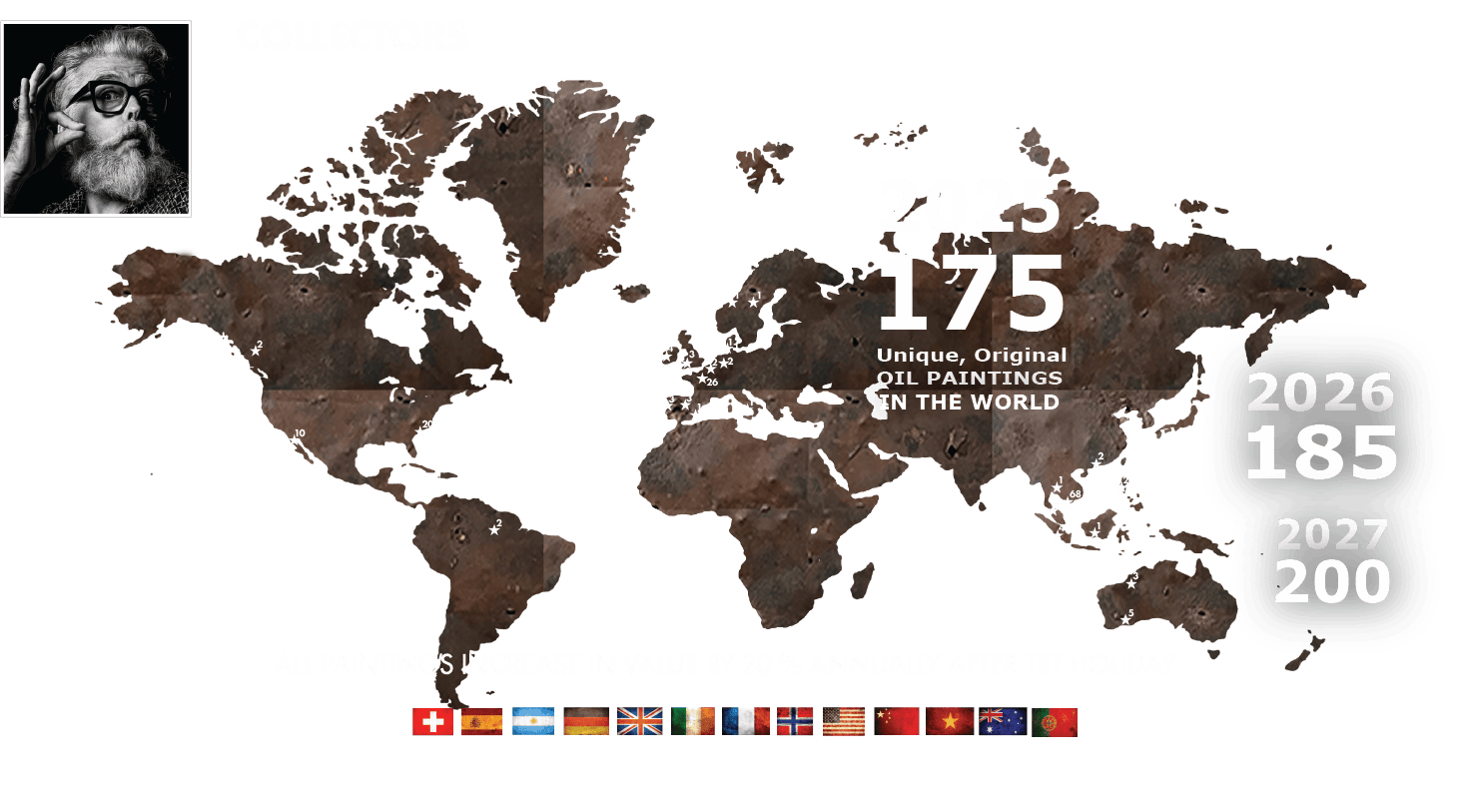 Sales ArtWorld map  of the artist
